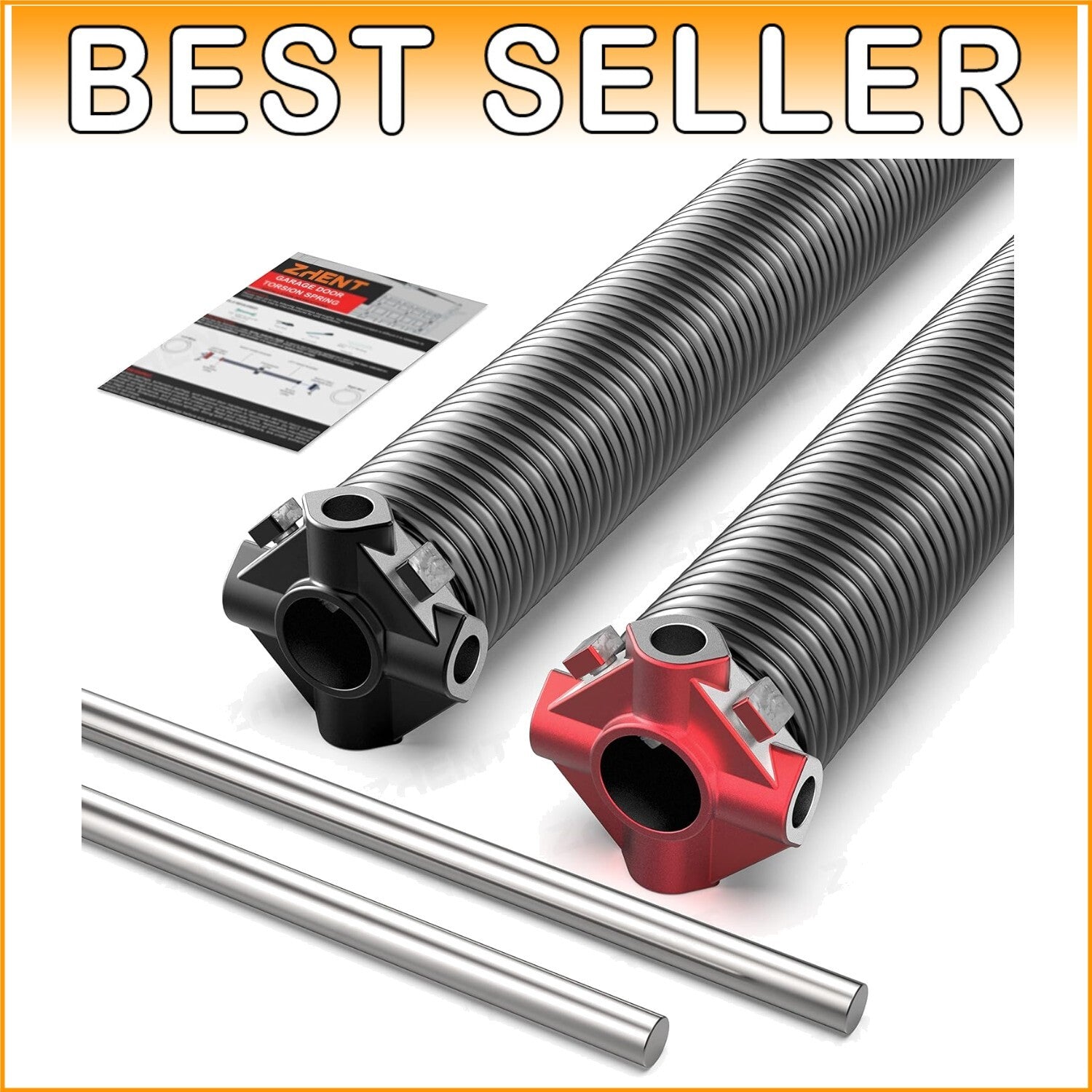 Durable Garage Door Torsion Springs Pair with Non-Slip Winding Bars, 18K Cycles