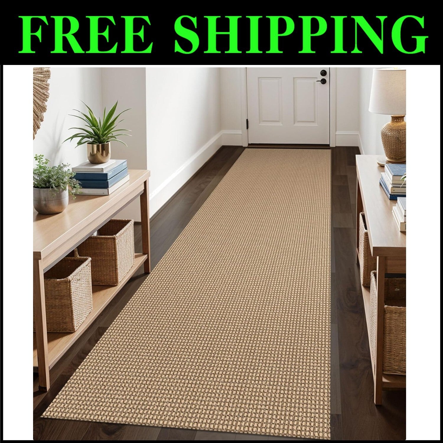 Farmhouse 3x10 ft Entryway Runner Rug - Soft, Stain Resistant, Machine Washable
