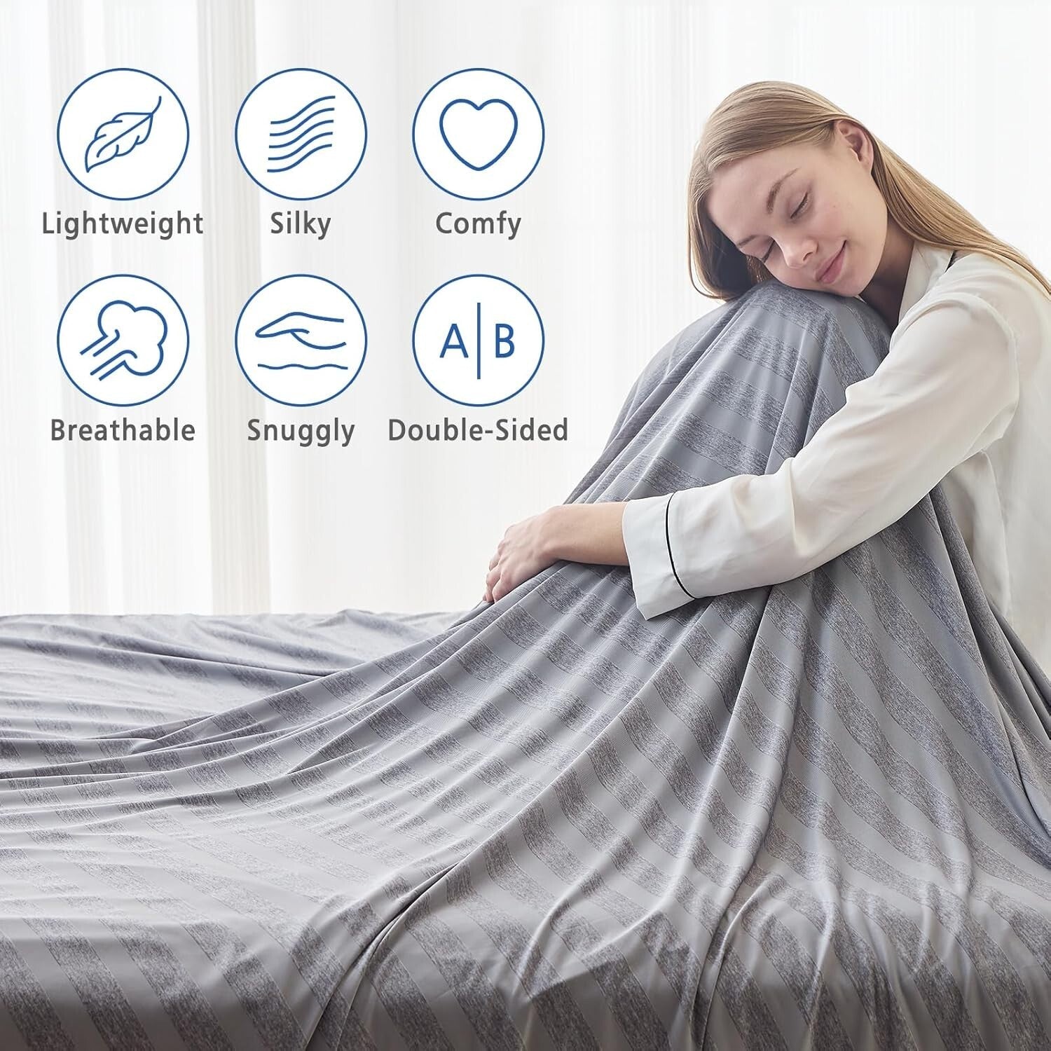 Double-Sided Cooling Blanket for King Size Beds - Silky Softness, Summer Comfort