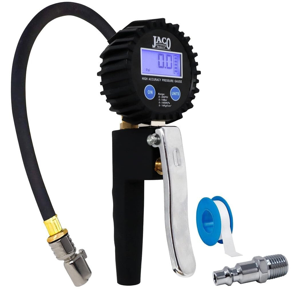 Portable JACO FlowPro 2.0 Tire Inflator with 360° Swivel Gauge - 200 PSI Power