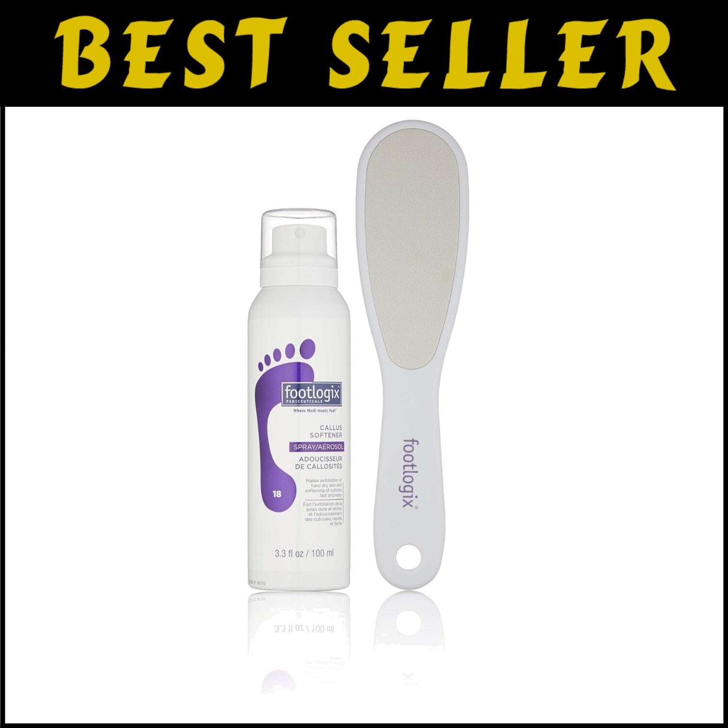 Stainless Steel Callus Softener Spray with Ergonomic Foot File for Pedicure