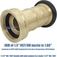 Load image into Gallery viewer, 1-1/2" NST/NH Brass Fire Hose Spray Nozzle - Durable Adjustable Jet Fog Nozzle