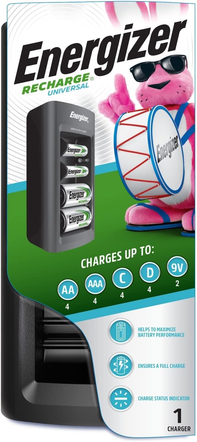 Efficient Multi-Size Battery Charging Station - Compatible with 2 AA, AAA & 9V