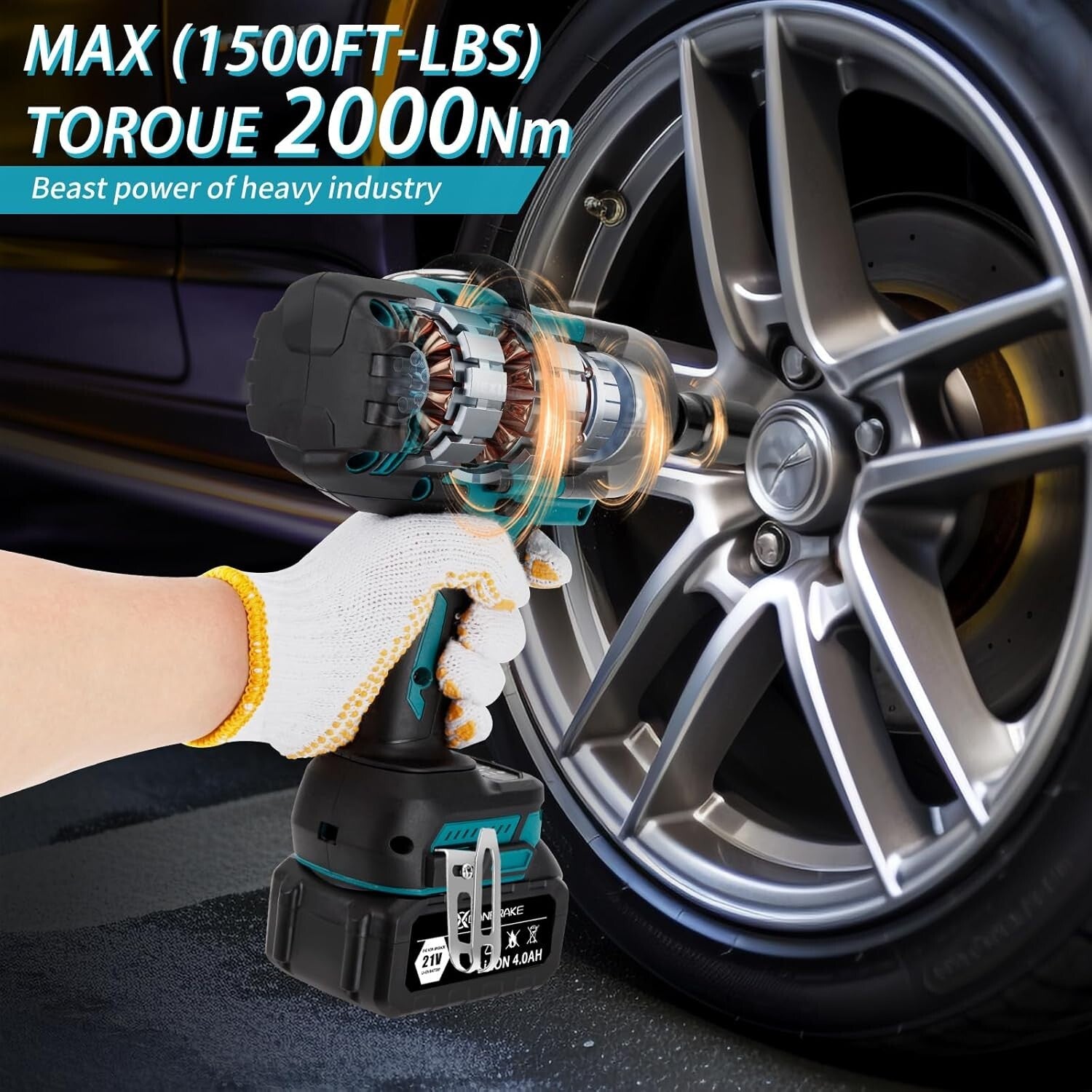 High Torque 3/4 Inch Brushless Impact Wrench - 5500RPM Power for Professionals