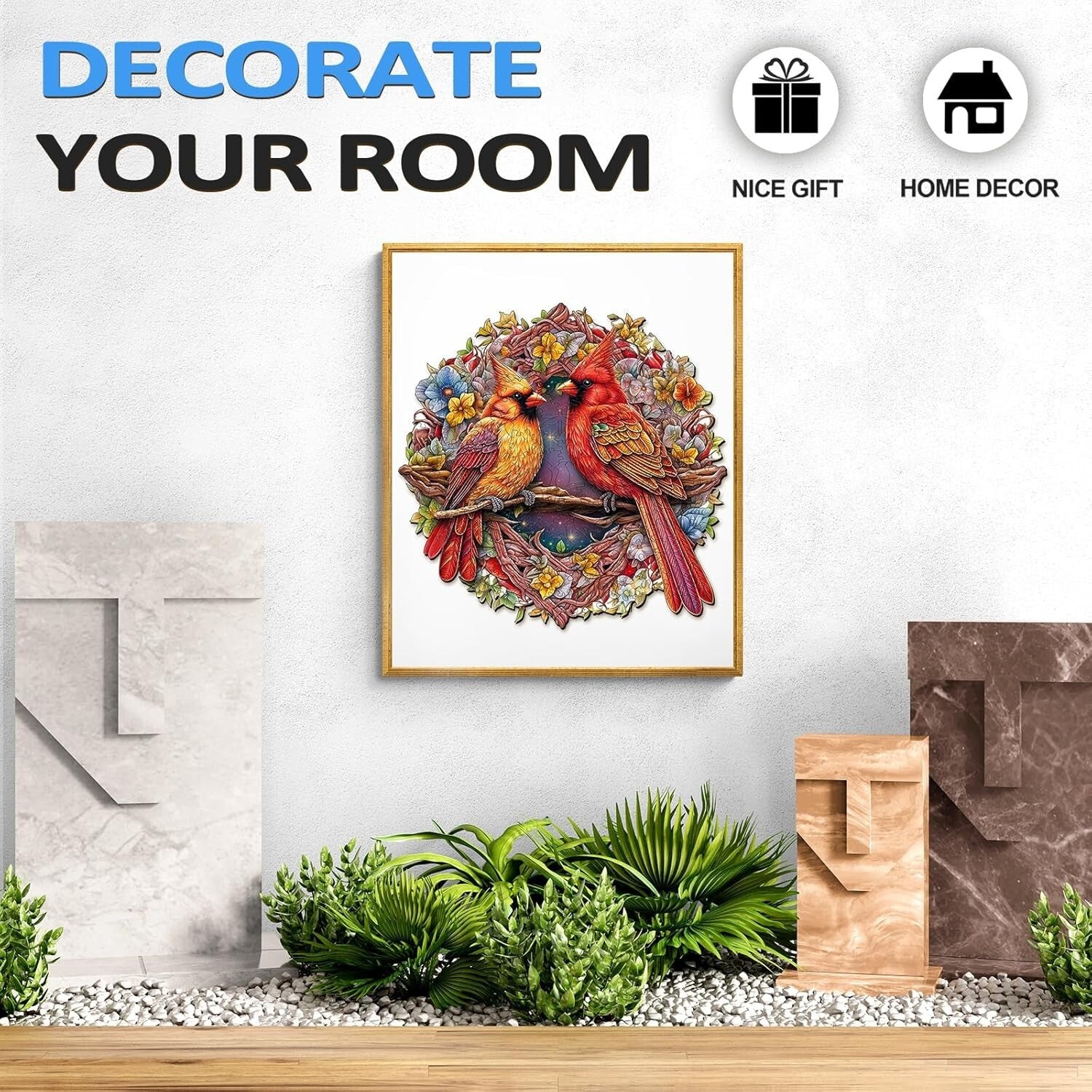 Delightful Cardinal Wooden Puzzle - 300-Piece Family Game Night Essential