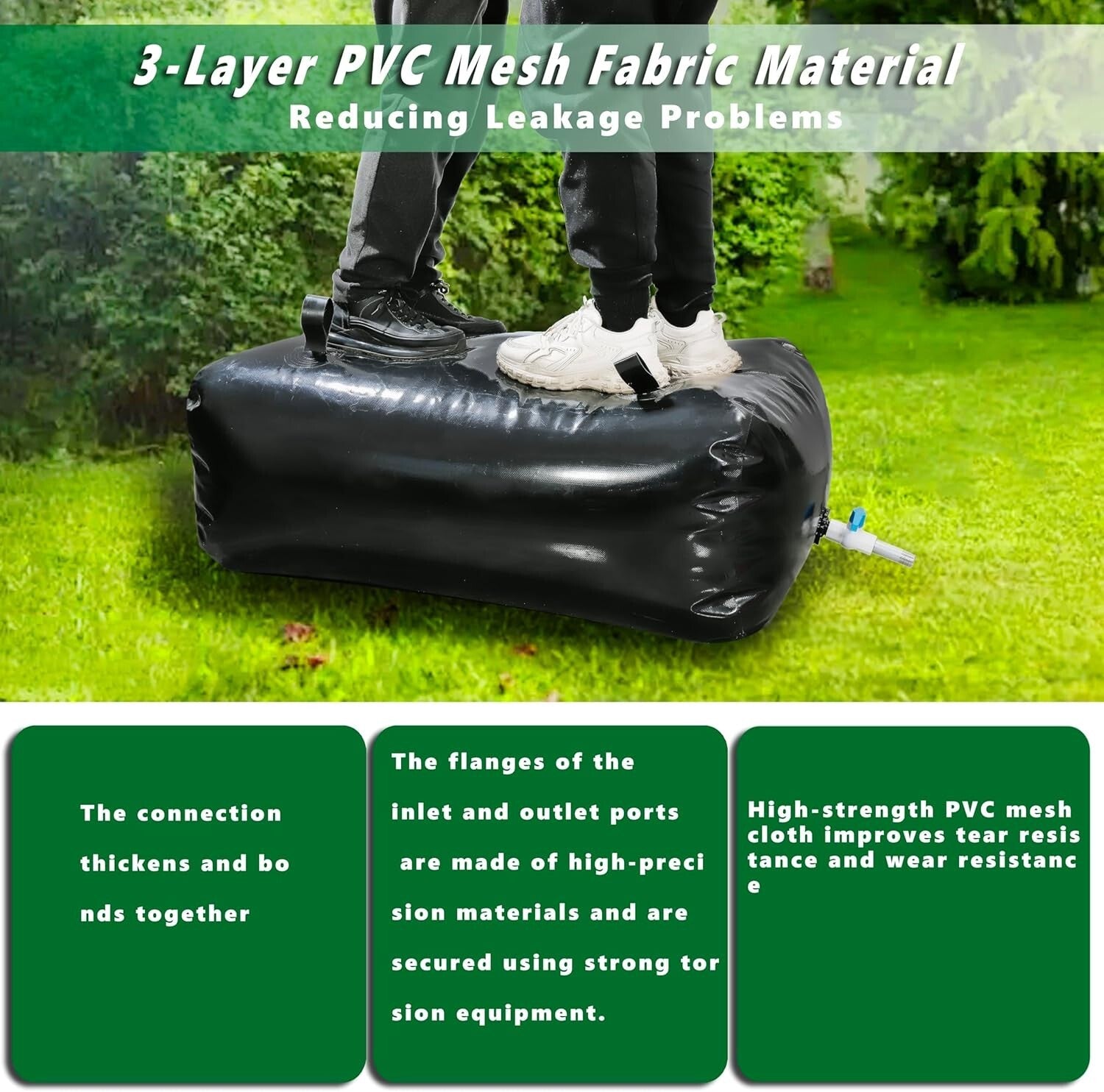 100 Gallon Heavy-Duty PVC Water Tank with Reinforced Sealing - 39.4x31.5x19.7 in