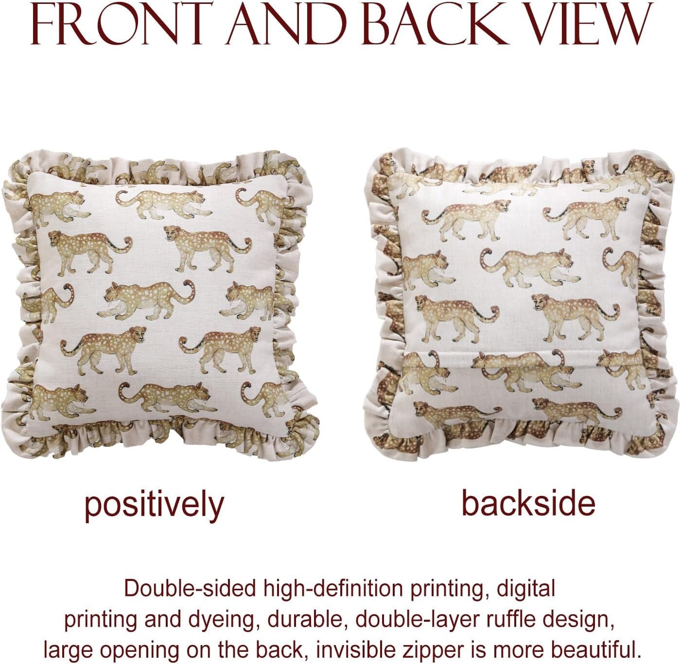 Elegant 18x18 Animal Print Throw Pillow Covers with Luxury Pendants - Set of 2