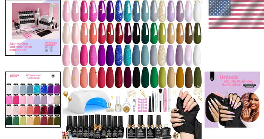Beetles Gel Nail Polish Set with 32 Spring Colors & 36W UV Lamp - 53Pcs Kit