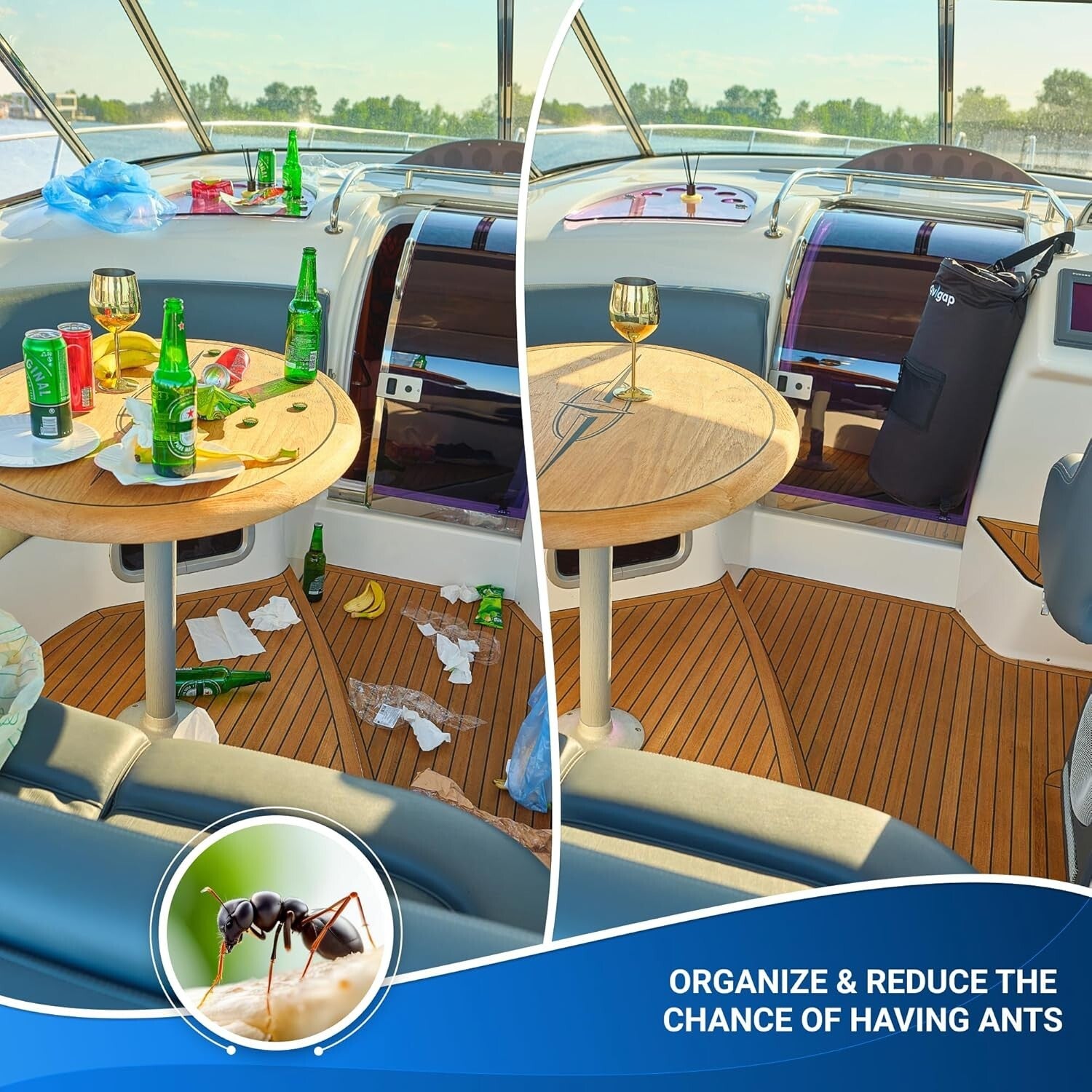 Portable 10-13 Gal Boat Trash Can - Leak Resistant with Easy Storage Options