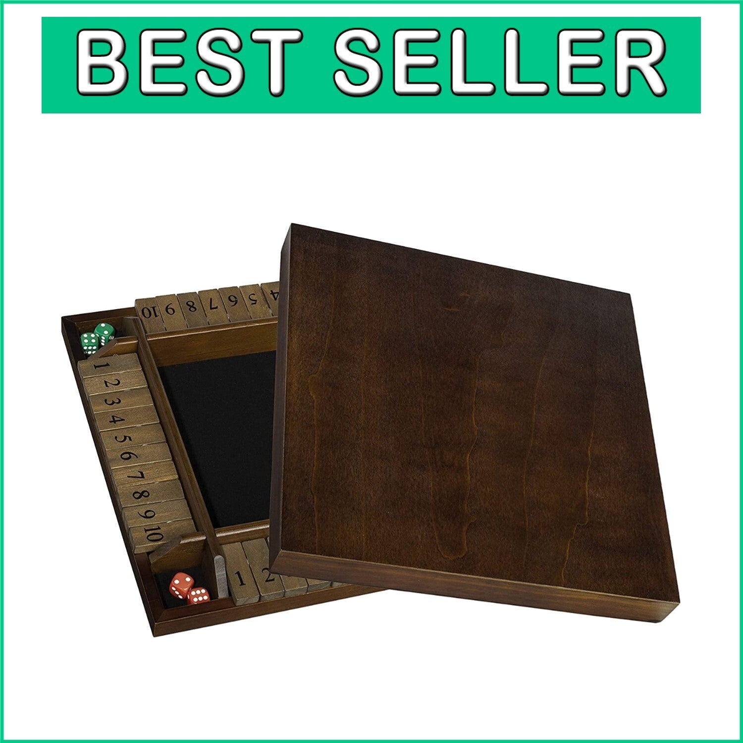 Premium 4-Player Shut The Box Game - Heirloom Quality with Velveteen Surface