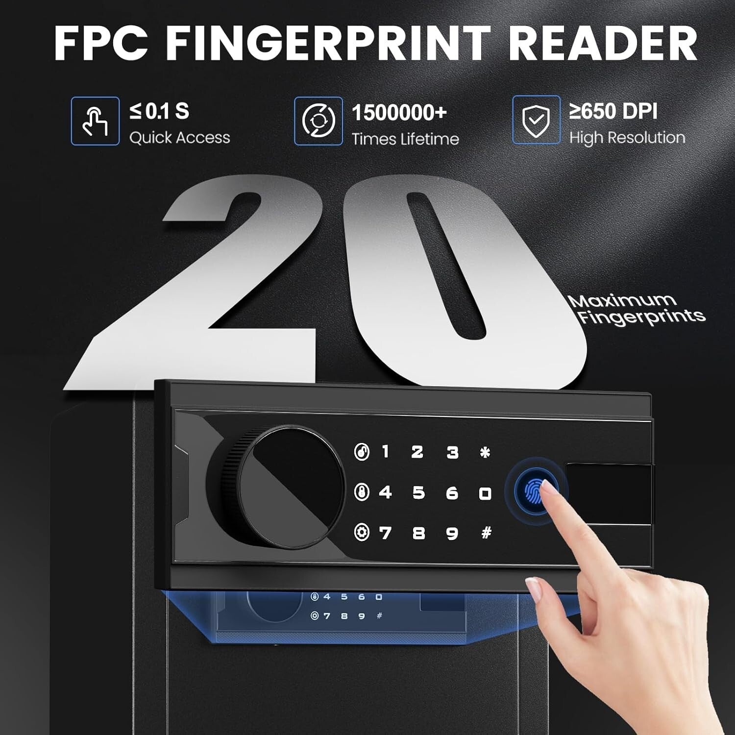 2.0 Cu. Biometric Fingerprint Safe Box with Touchscreen - Ultimate Protection