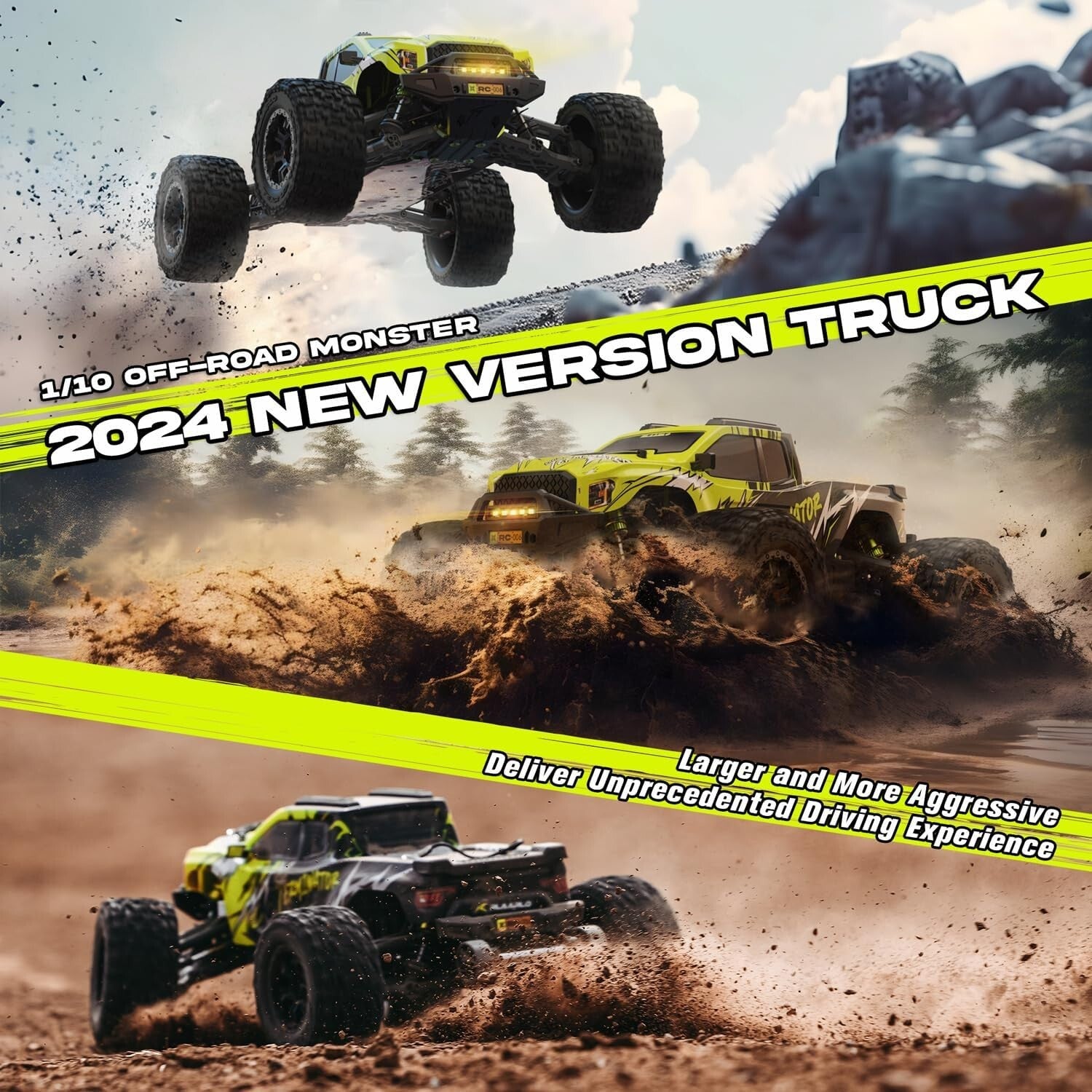 Fast 50mph Waterproof Monster Truck - Remote Control 1/10 Off-Road Adventure