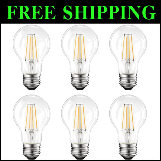 Dimmable Vintage Edison LED Bulbs 60W Equivalent, Soft White Lighting, Pack of 6