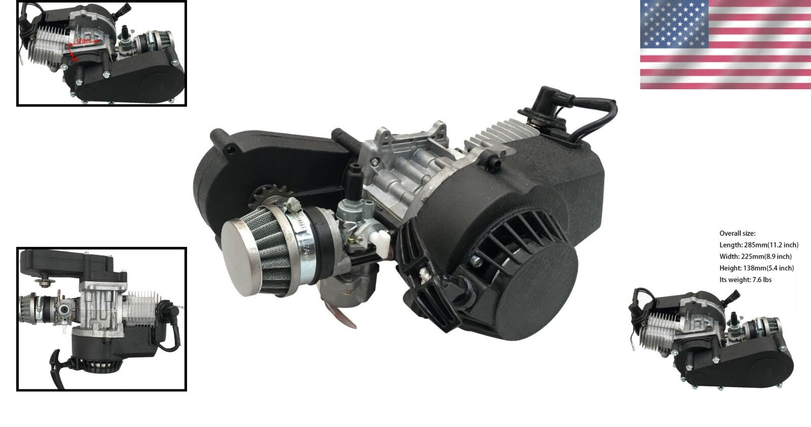 Lightweight 2-Stroke 49cc Engine Gearbox with T8F Sprocket for ATVs & Quads