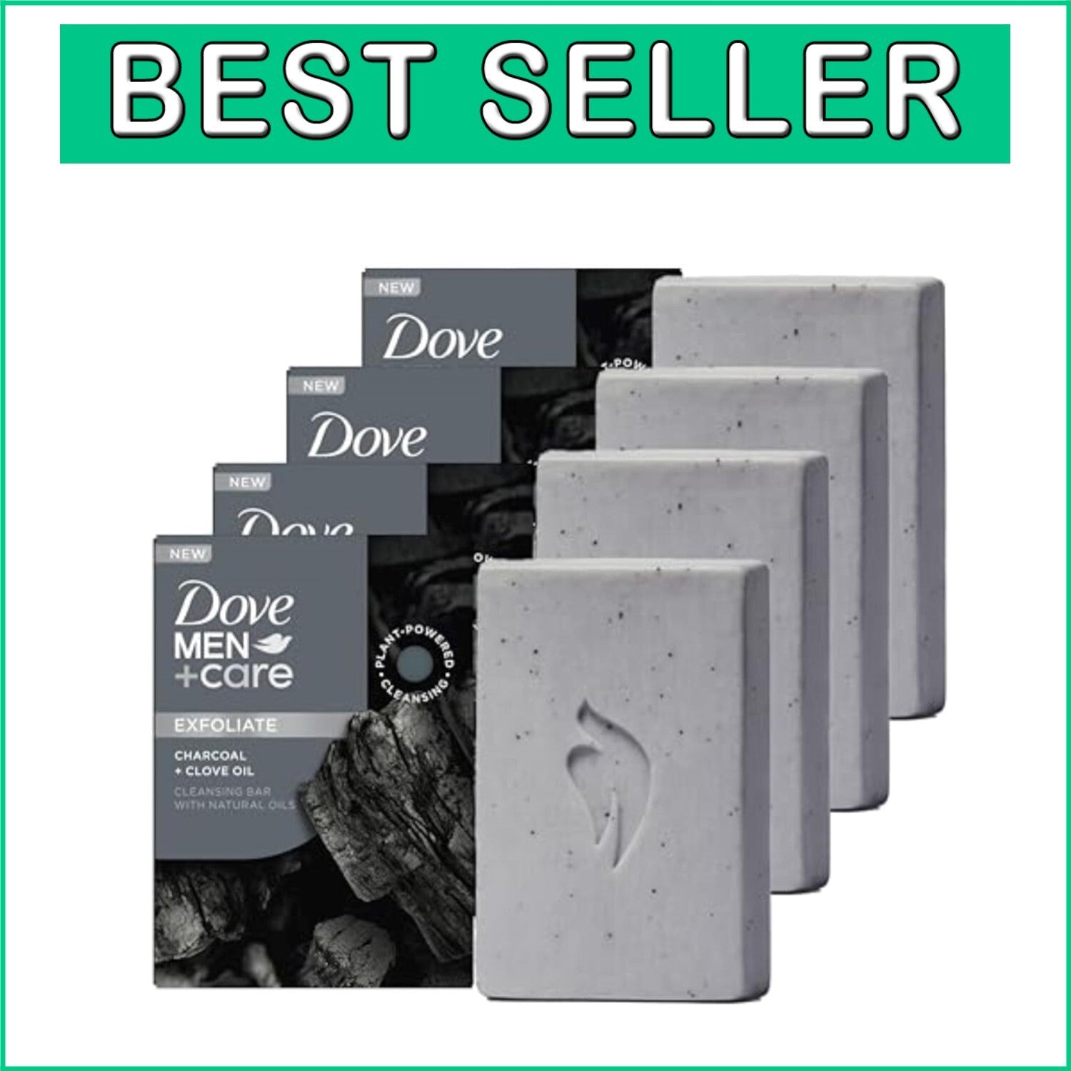 Cruelty-Free Dove Men+Care Charcoal Cleansing Bar - 4 Count for Daily Use