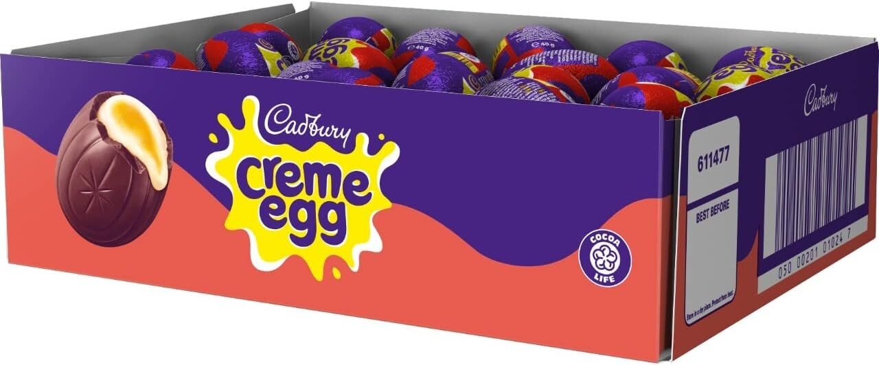 48 Pack of Creme Eggs - Vegetarian Milk Chocolate Eggs for Easter Celebrations