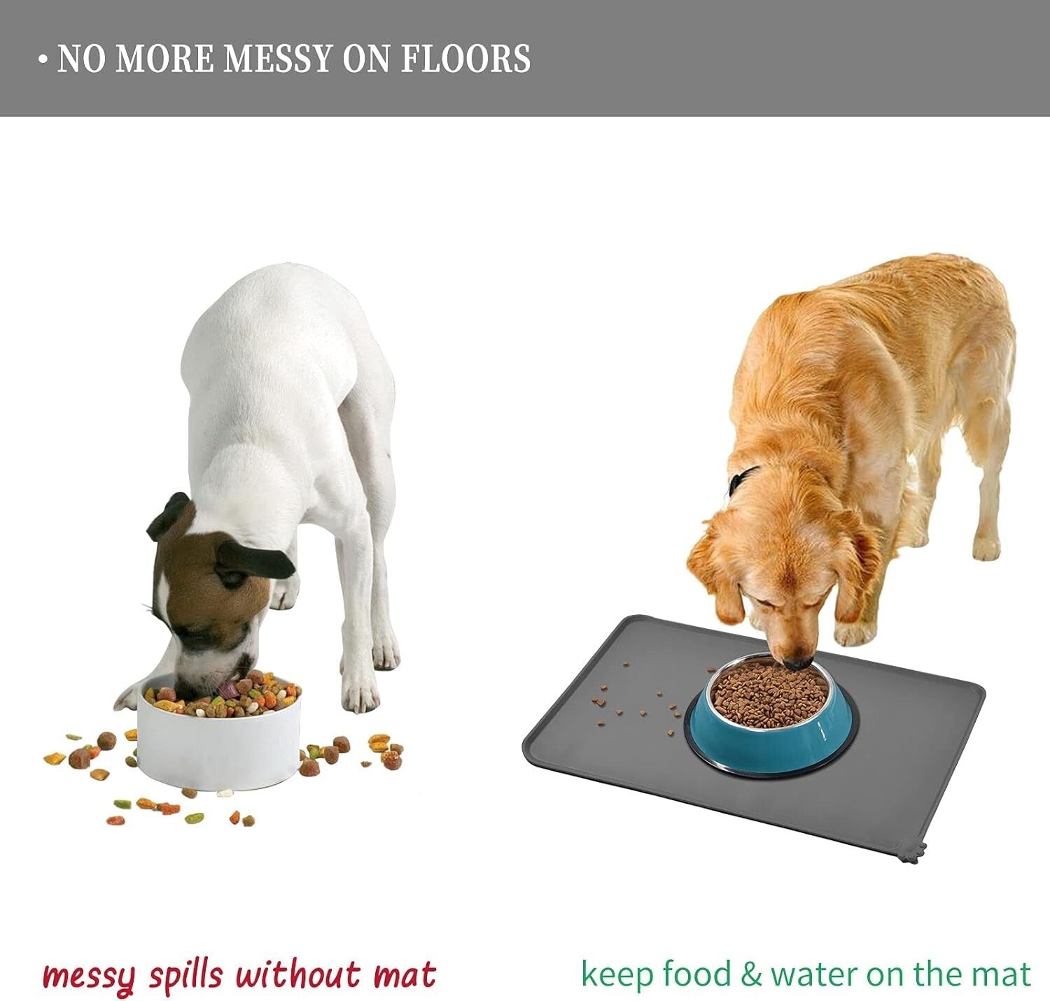 Durable Silicone Pet Feeding Mat - Anti-Spill Design for Dogs & Cats 32" x 24"