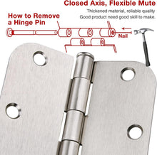 Load image into Gallery viewer, Rounded Satin Nickel 3.5'' Door Hinges - 36 Pack with Screws for Durable Use