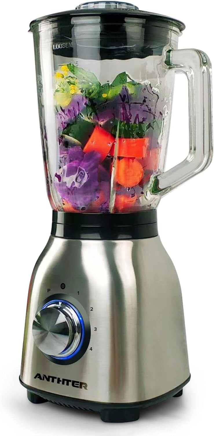 950W Professional Blender with 50 Oz Glass Jar - Perfect for Smoothies & Ice