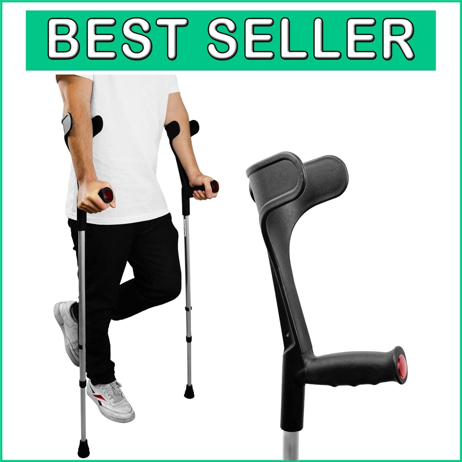 Durable Aluminum Forearm Crutches with Rubber Tips - Perfect for Rehabilitation