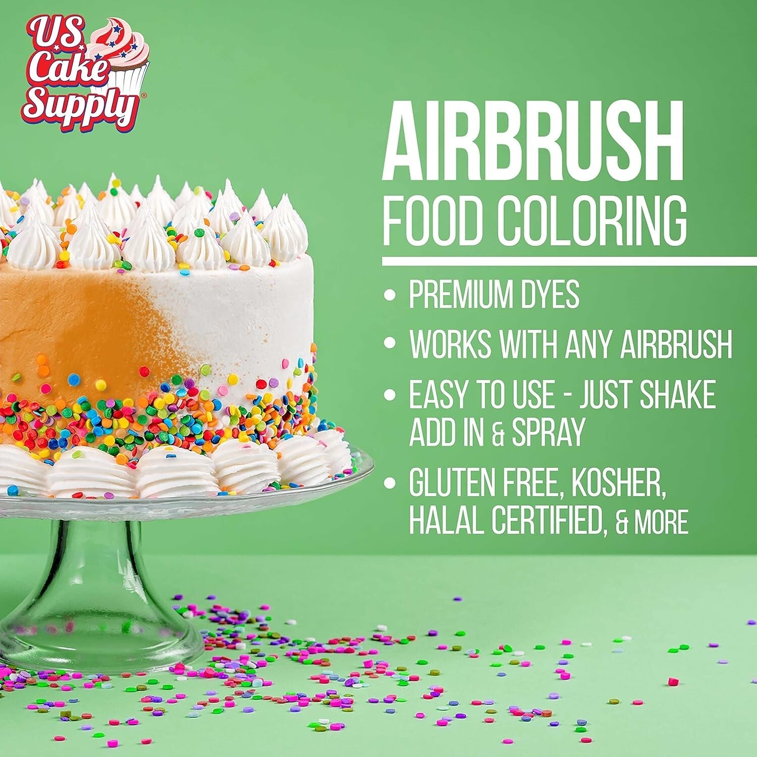 Edible Airbrush Food Colors - 12 Vibrant Shades with Convenient Dispenser