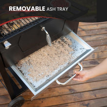 Load image into Gallery viewer, Height-Adjustable 24-Inch Charcoal Grill with Built-in Thermometer &amp; Side Tables