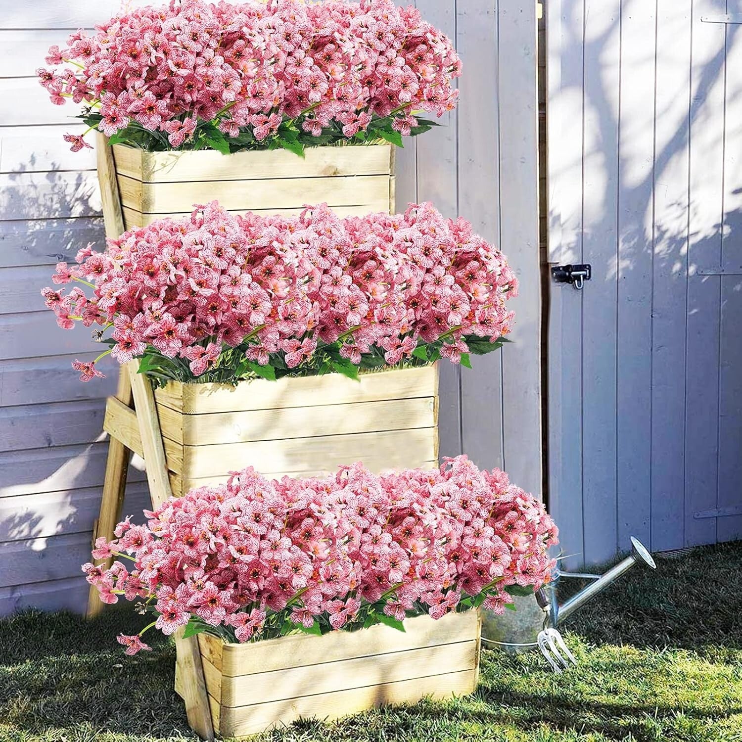 Weather Resistant 72 Bundles Pink Artificial Flowers for Indoor/Outdoor Use