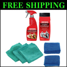 Load image into Gallery viewer, Quick Leather Cleaning Kit: 2 Bottles, 2 Microfiber Sponges &amp; Applicator Towels