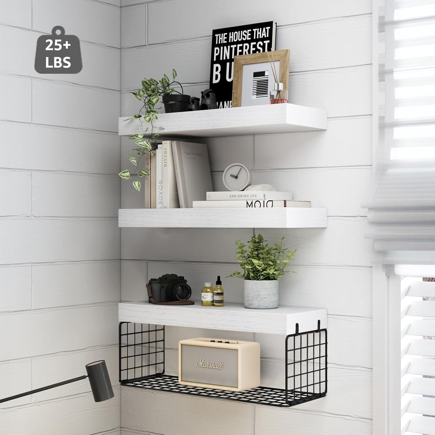 Farmhouse Floating Bathroom Shelves Set of 3 - Over Toilet Storage Solution