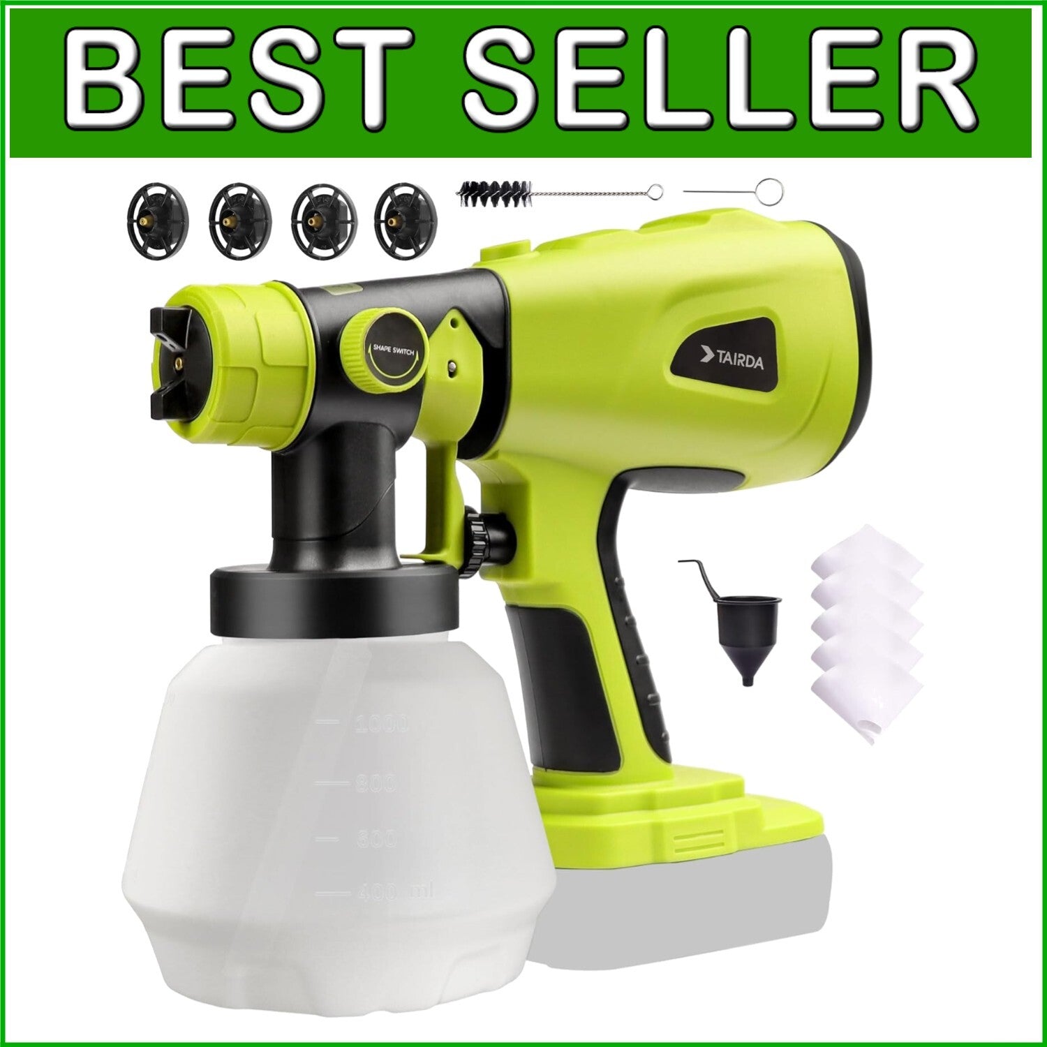 Efficient Cordless Handheld Paint Sprayer - 1000ML, Ideal for Cabinets & Walls