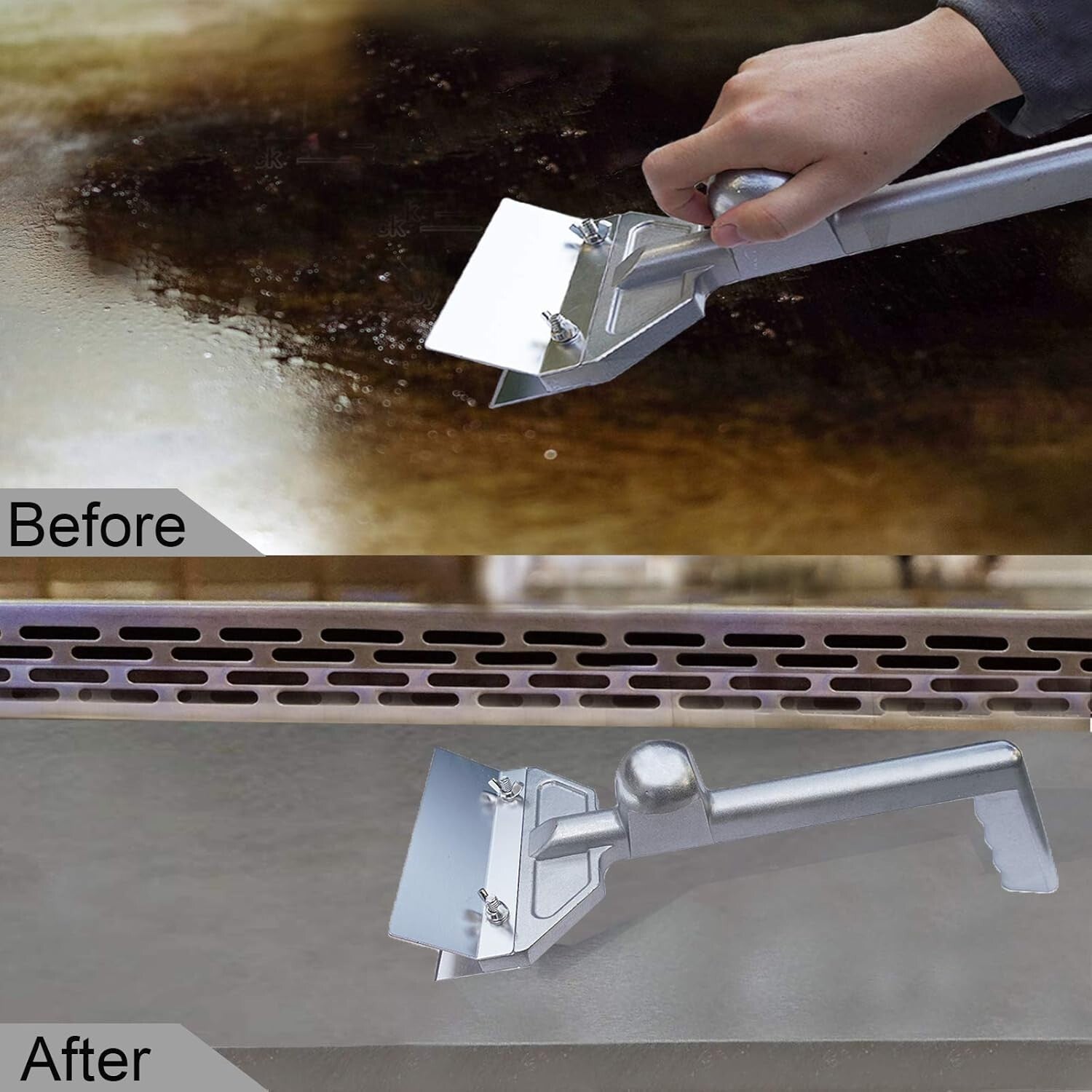 Heavy Duty Grill Scraper Set - Cast Aluminum with 5 Stainless Steel Blades