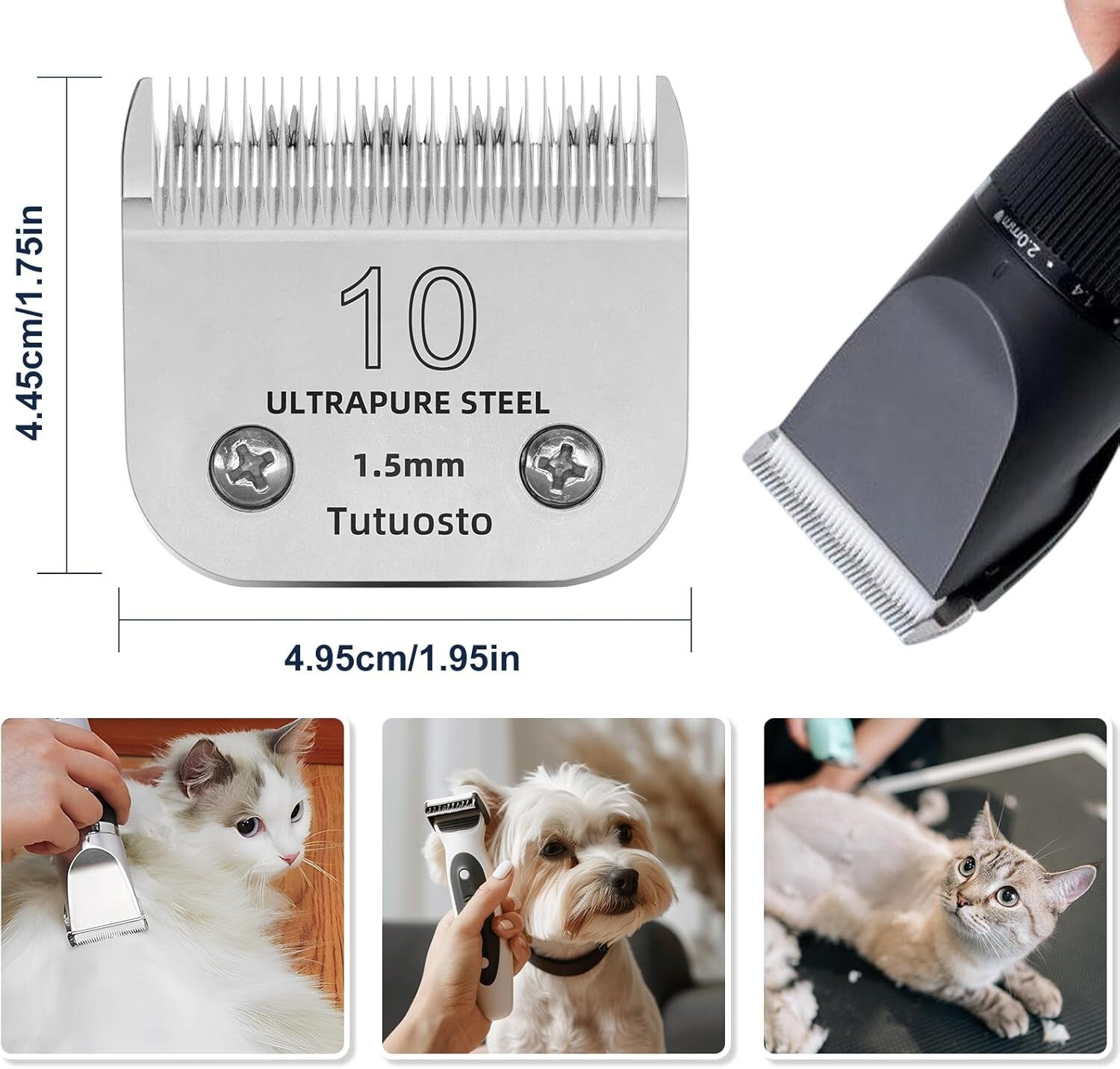 Efficient Detachable Clipper Blades for Dog Grooming - Rust-Resistant & Sharp