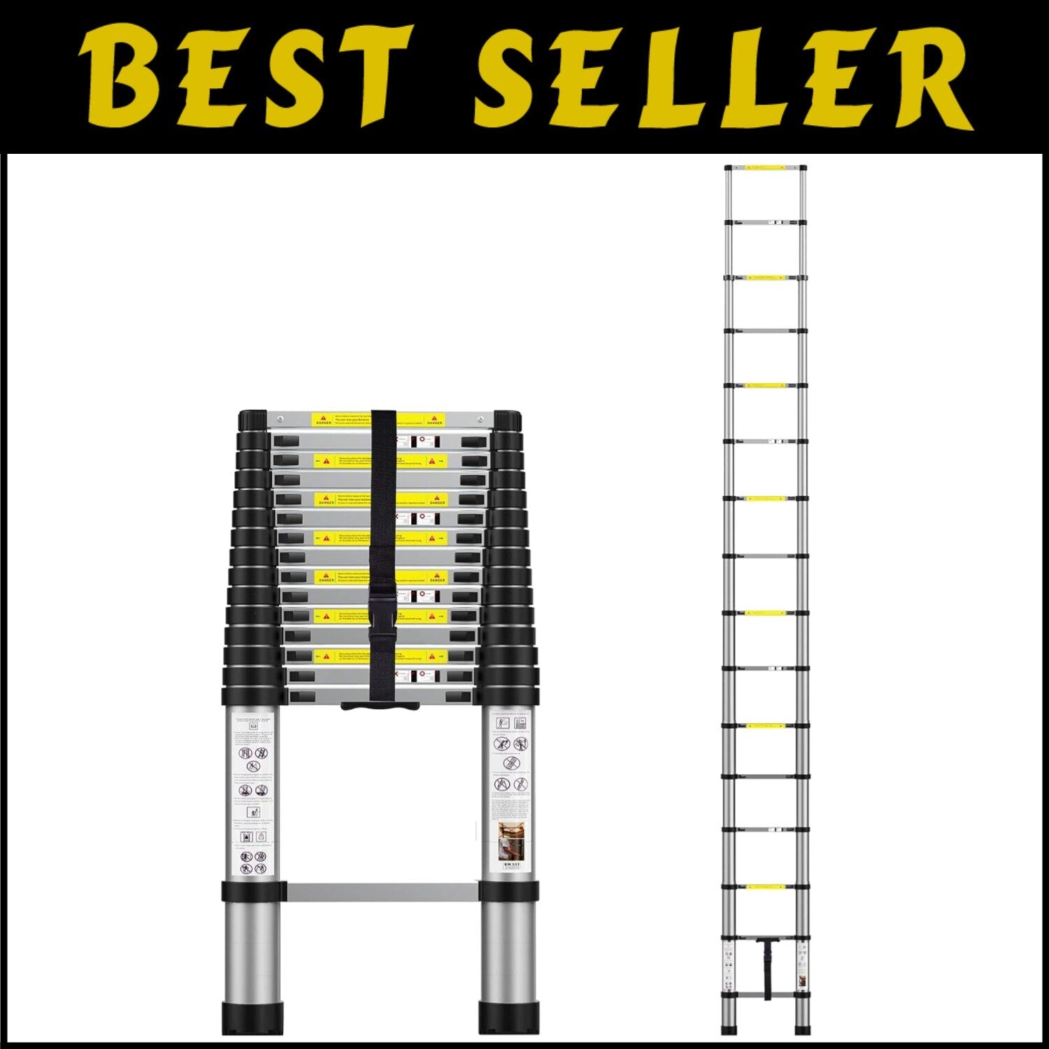 Lightweight 15.5FT Telescoping Ladder - Includes Carry Bag and Accessories
