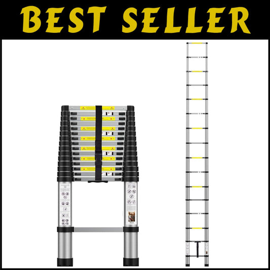 Lightweight 15.5FT Telescoping Ladder - Includes Carry Bag and Accessories