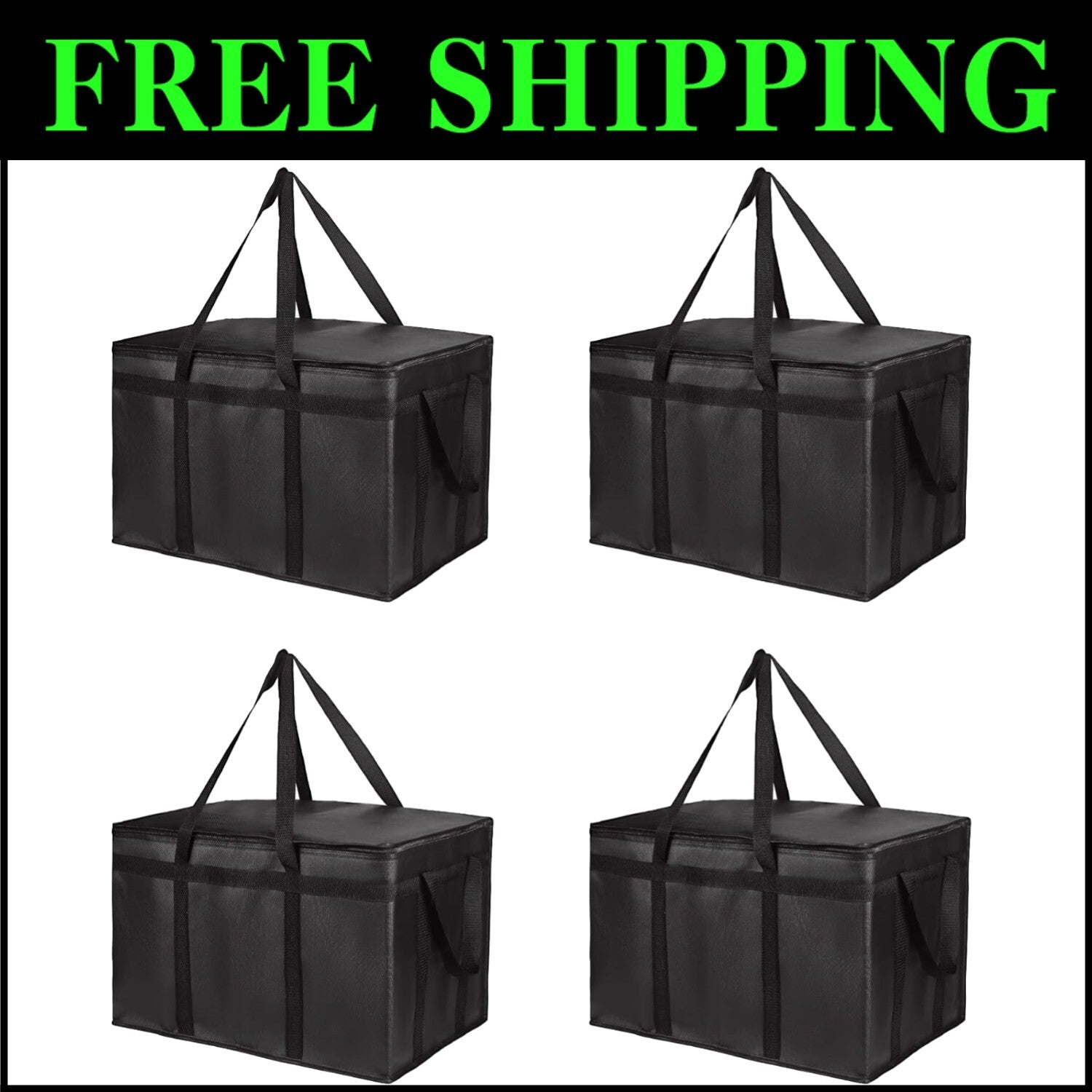 Spacious Insulated Grocery Bags Set of 4 - Store Hot & Cold Items Safely