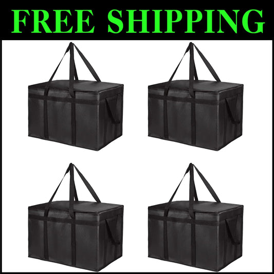 Spacious Insulated Grocery Bags Set of 4 - Store Hot & Cold Items Safely
