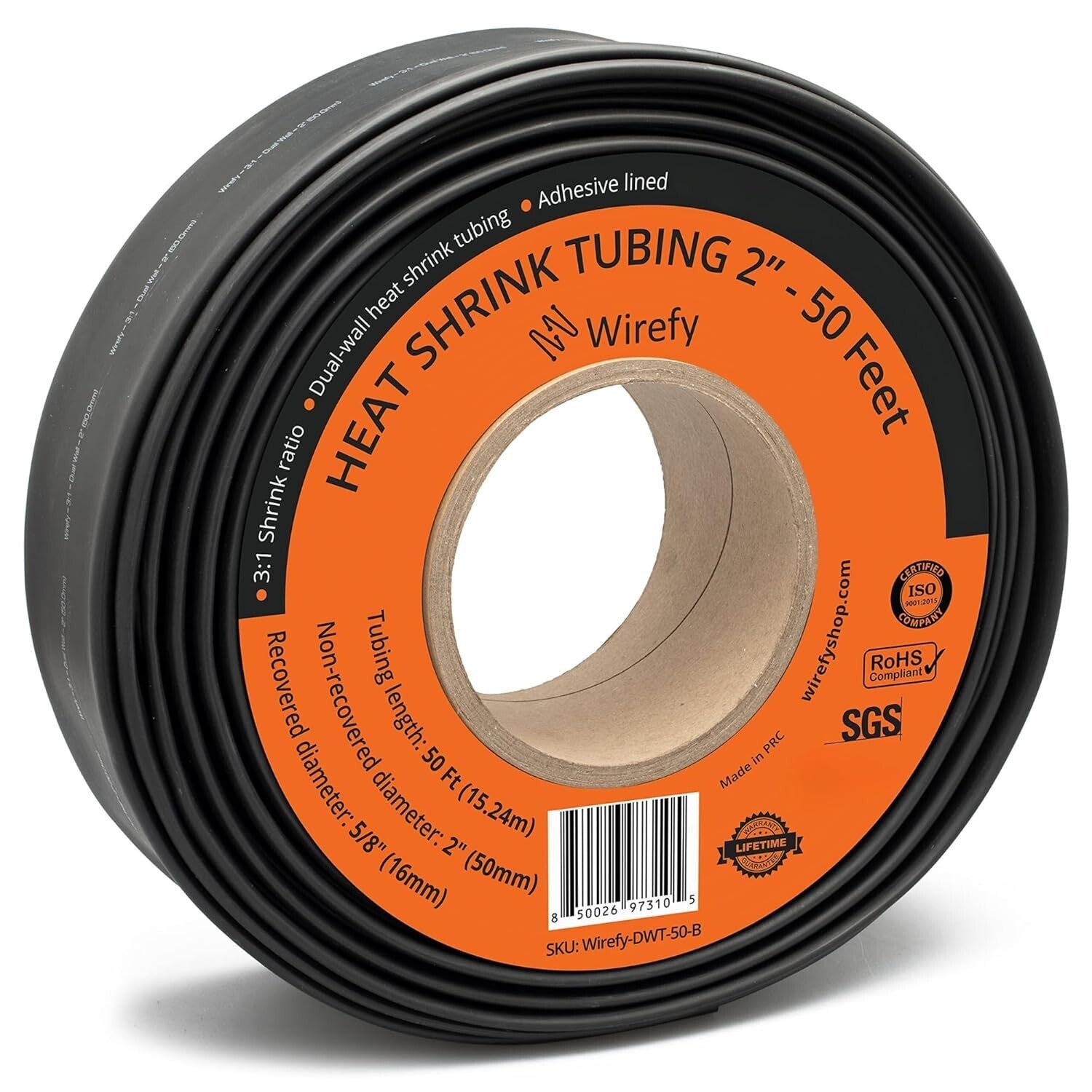 Black 2" Polyolefin Heat Shrink Tubing - 3:1 Ratio - Durable & Efficient