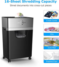 Load image into Gallery viewer, Quiet Office Paper Shredder with 5.3-Gallon Bin - Anti-Jam &amp; Portable Design