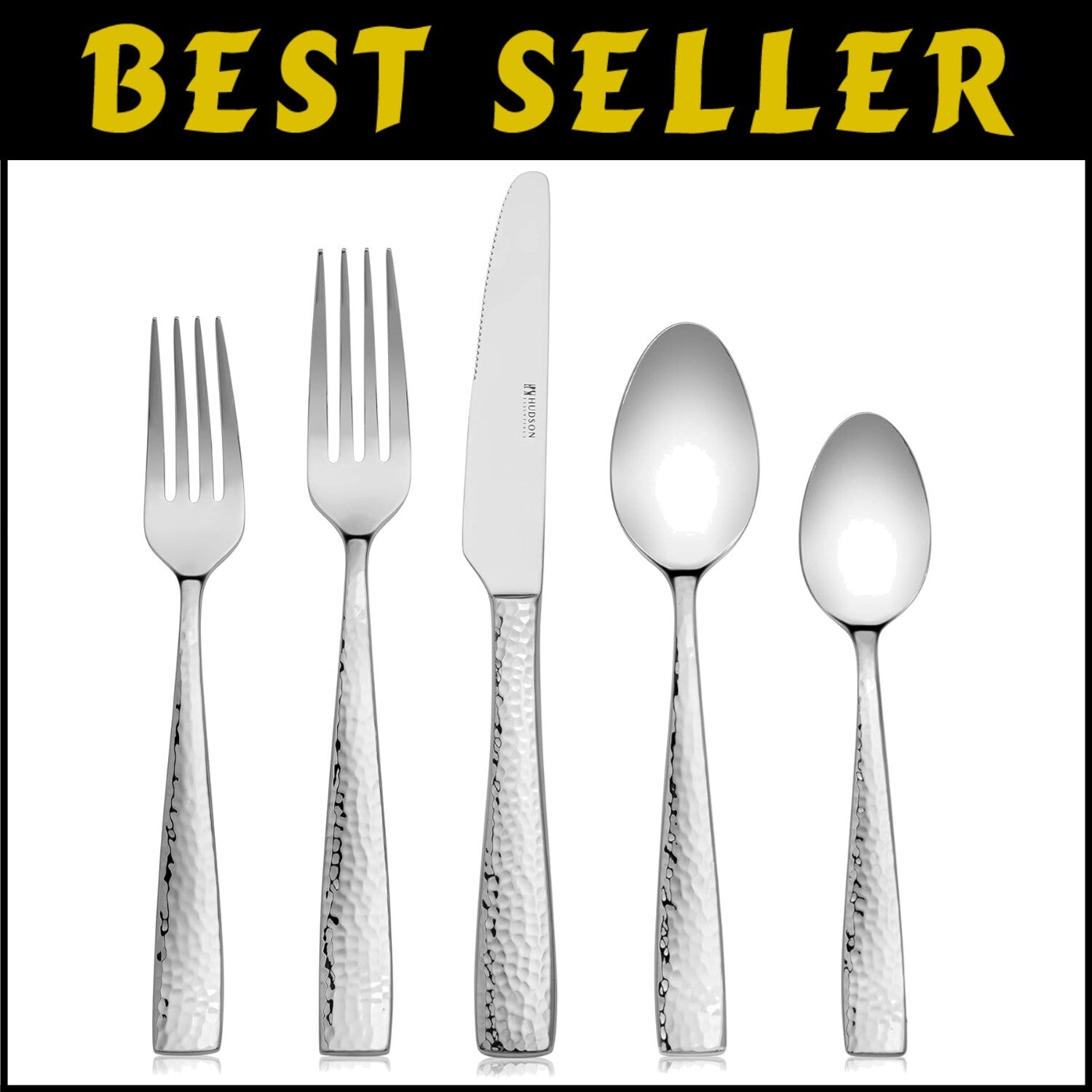 Service for 8 Hammered Flatware Set, Rust-Proof and Stain-Resistant – 40 Pieces