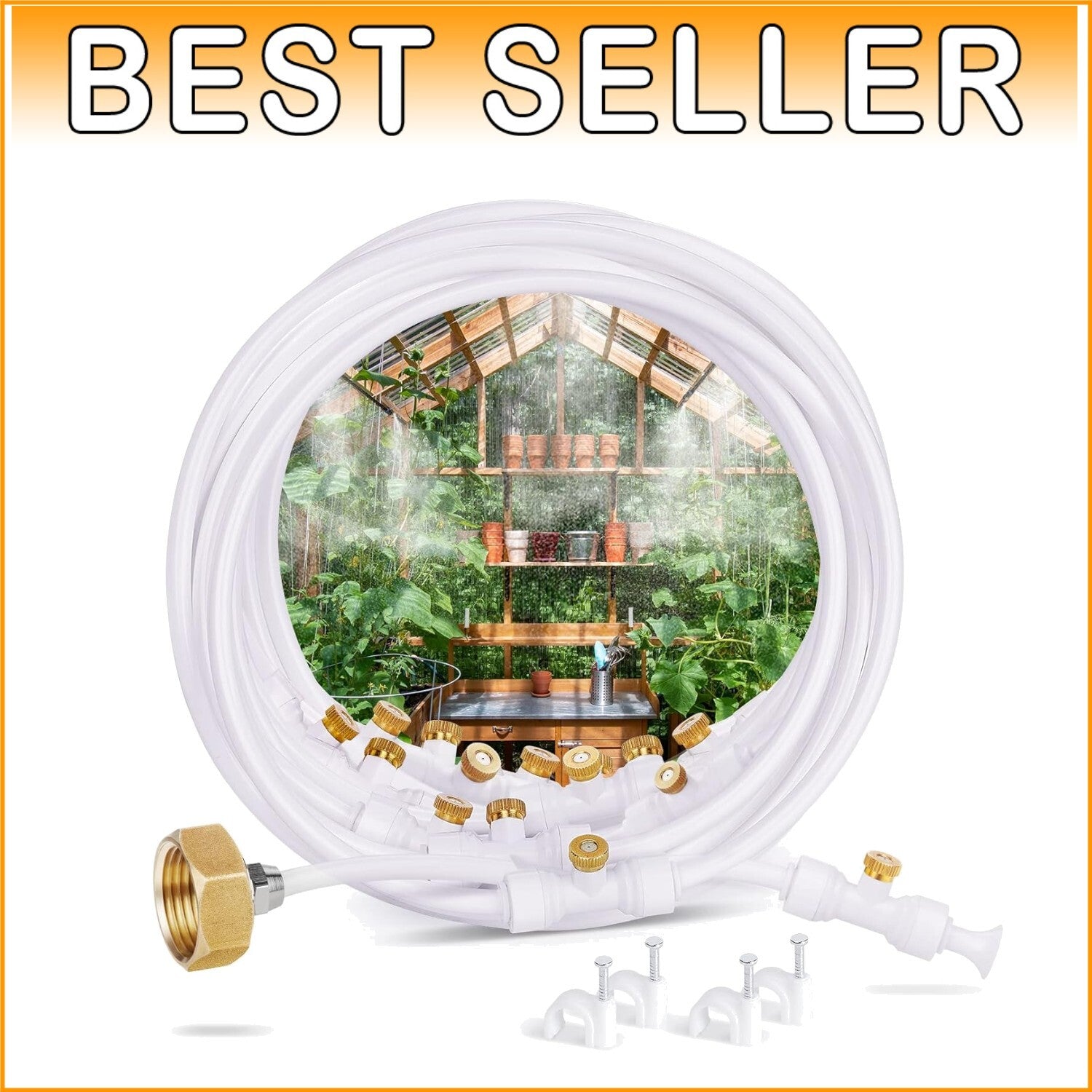 92FT Misting Cooling System with 26 Brass Nozzles for Ultimate Outdoor Comfort