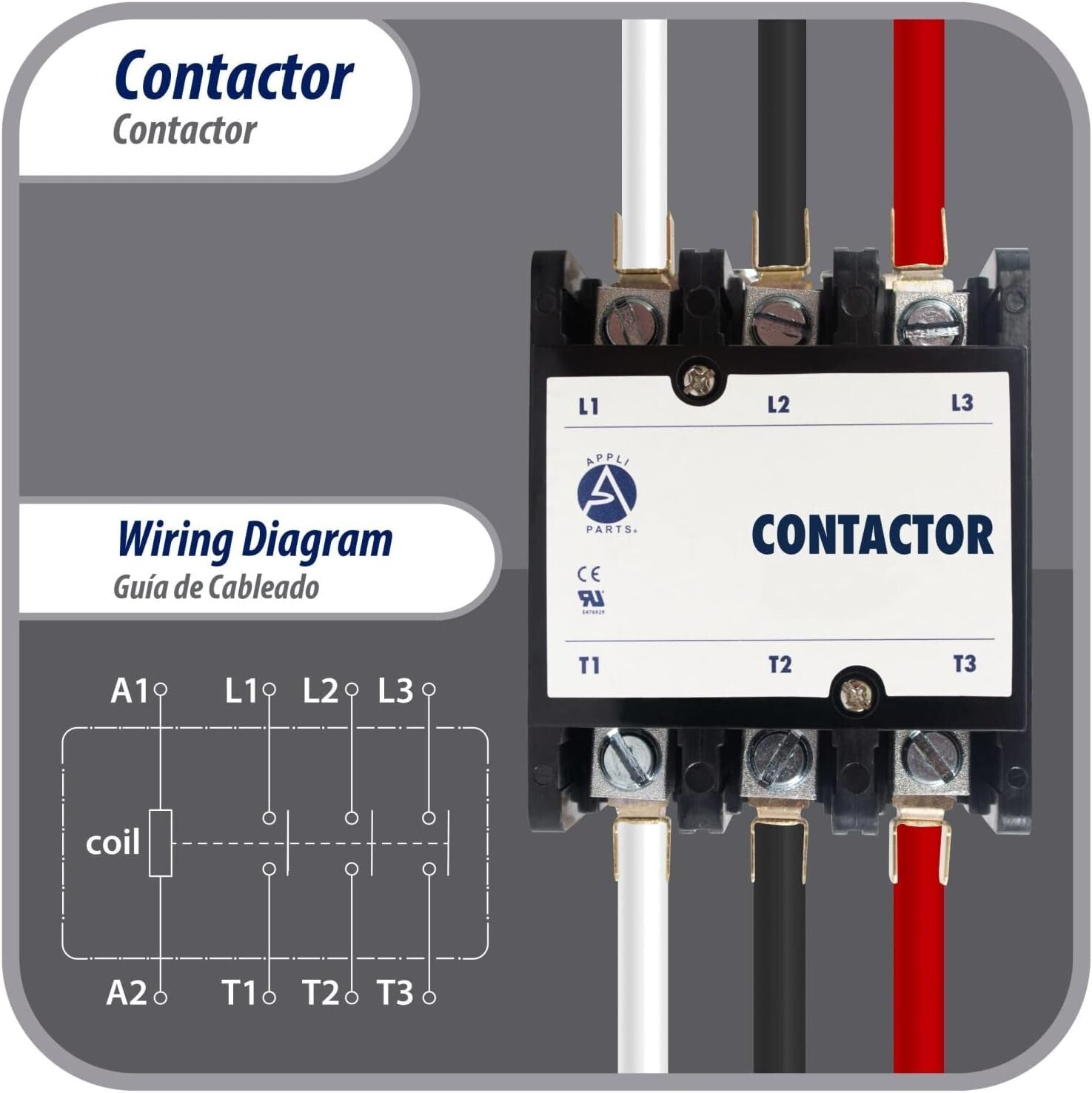 UL Certified Heavy-Duty 3 Pole Contactor 50 Amp for Reliable HVAC Applications