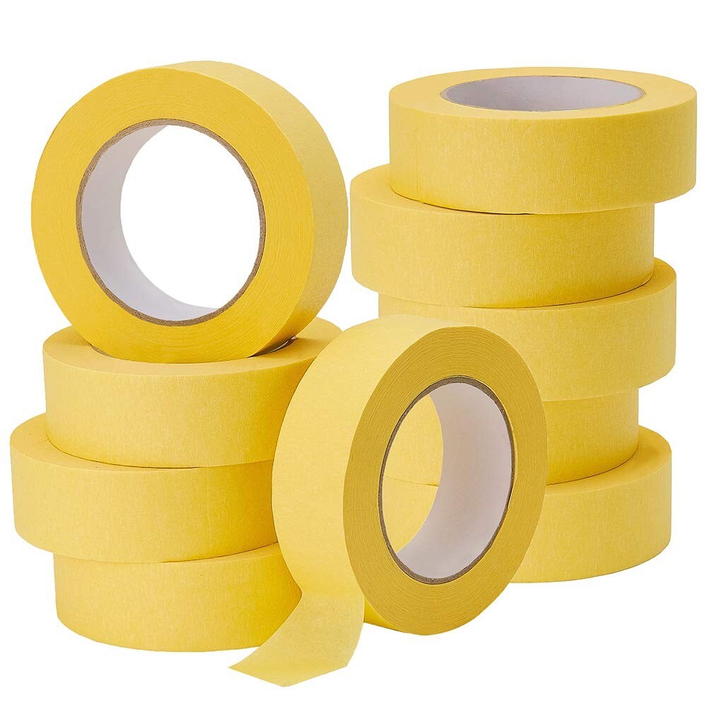Flexible Yellow Masking Tape for Automotive Use - 10-Pack, Easy Tear Design