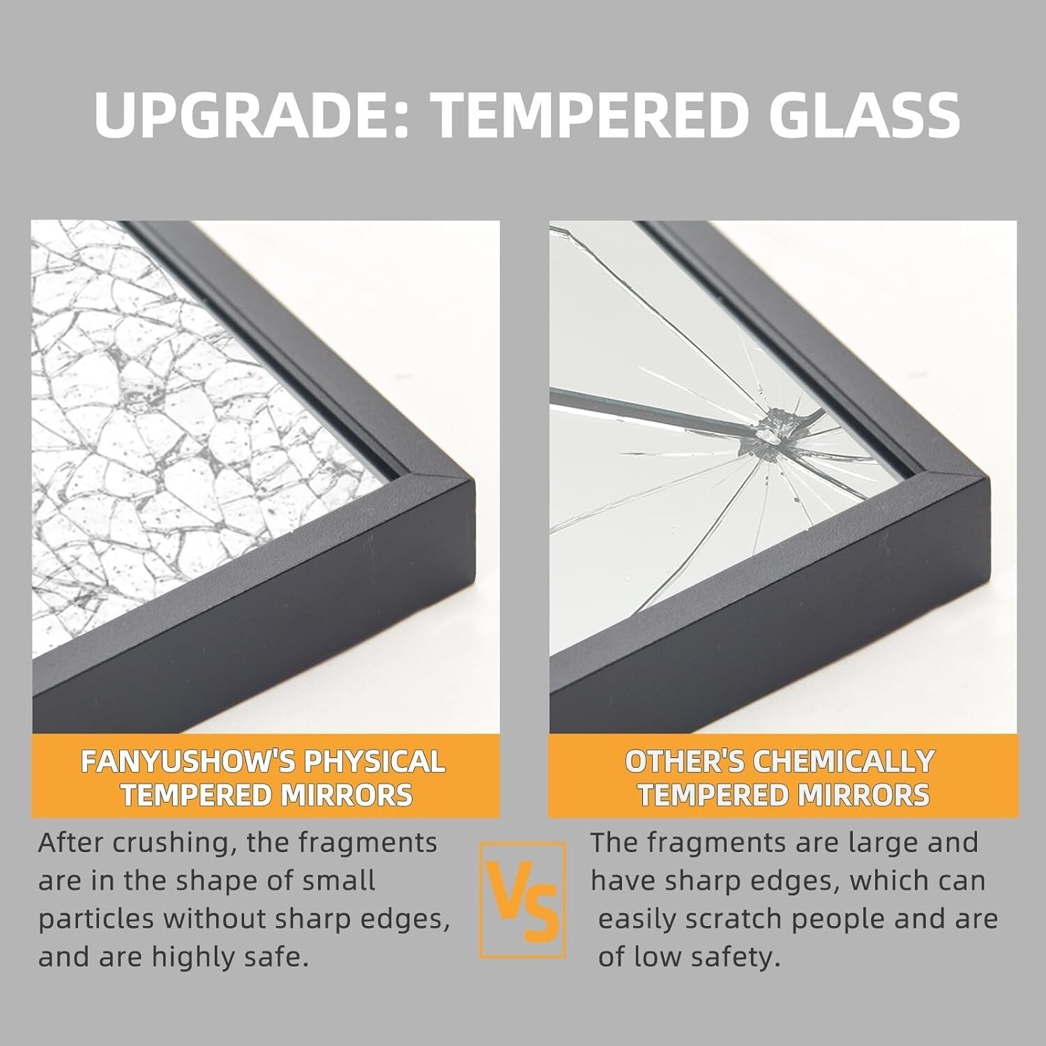 Elegant 65" Full-Length Mirror with Black Aluminum Frame - Dual Mounting Options