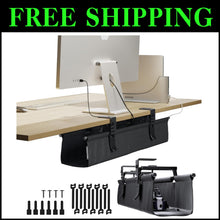Load image into Gallery viewer, CableCare No-Drill Under Desk Cable Management Tray - Elegant Fabric Solution