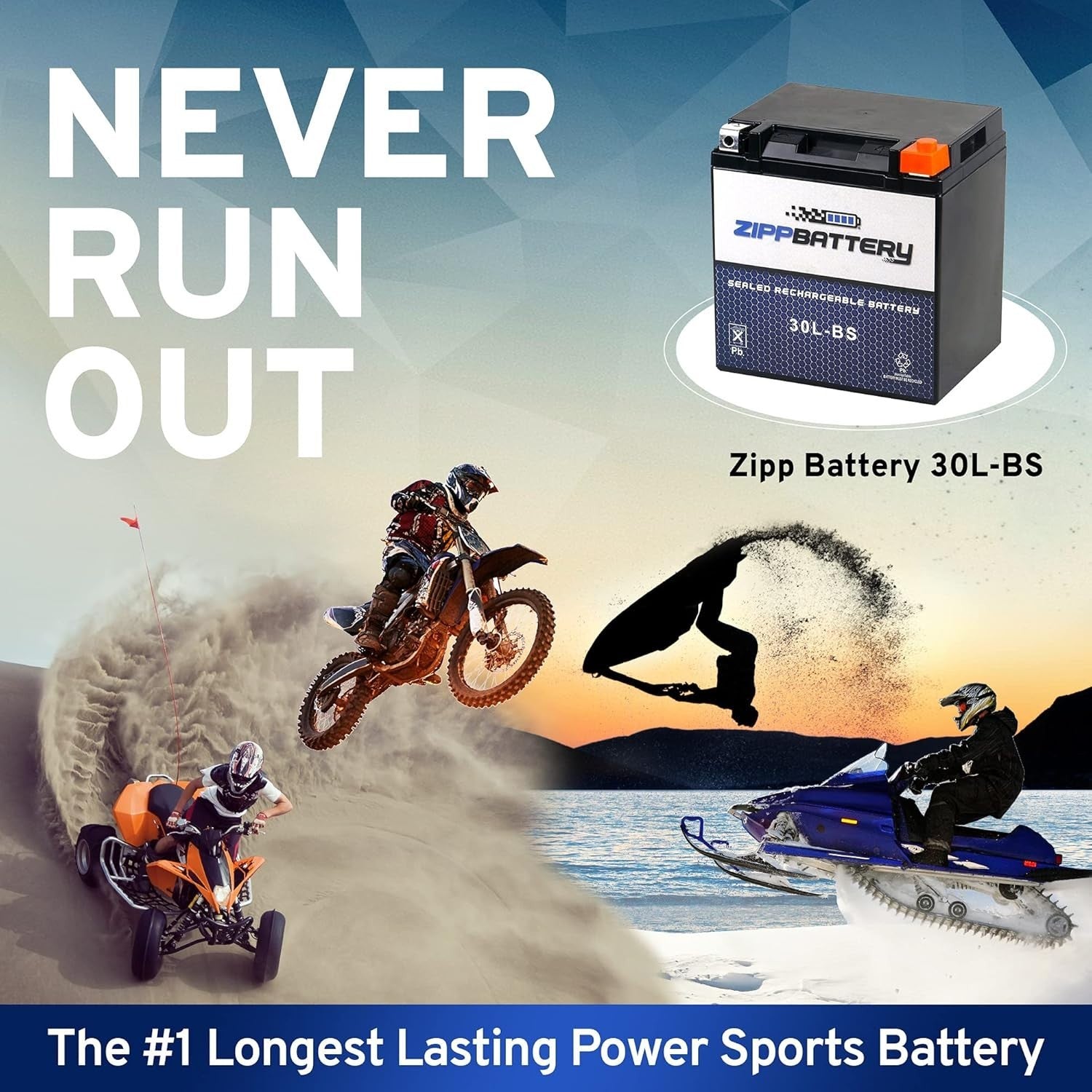 30L-BS 12V 30Ah Maintenance-Free AGM Battery for ATV & Motorcycle - Ready to Use