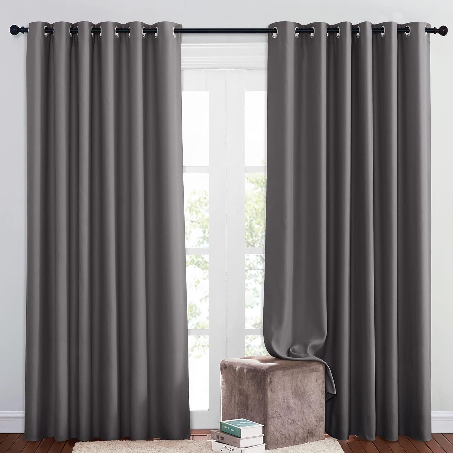 Extra Wide Blackout Curtains, Light Blocking Thermal Insulated Drapes - Set of 2