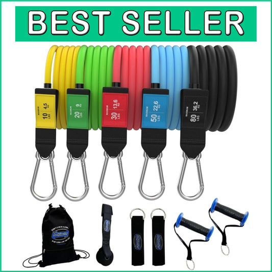 Adjustable Resistance Bands Set with Patented Snap Tech - Safe & Durable Workout
