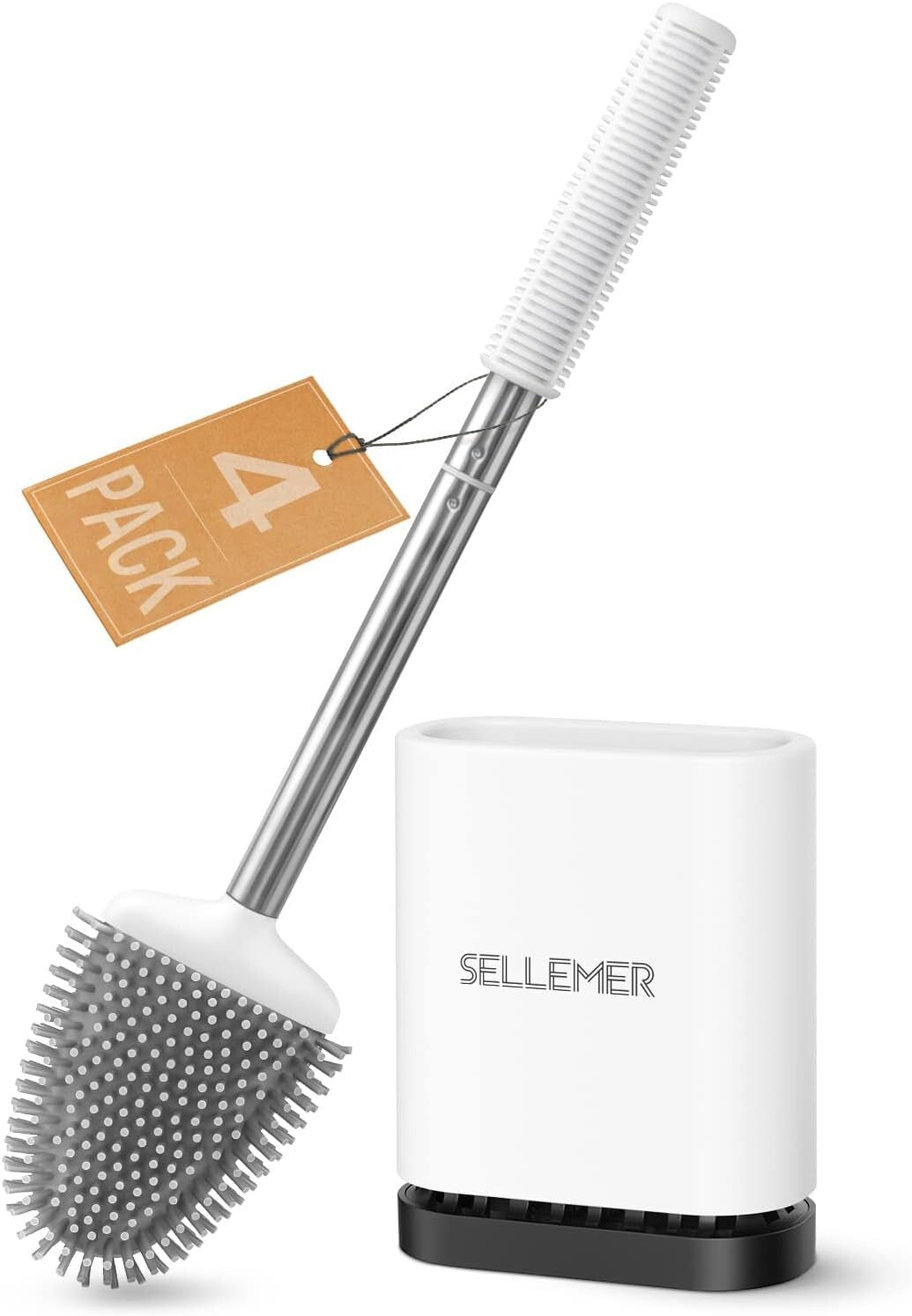 Flexible Silicone Toilet Brush with Stainless Steel Holder - Modern Cleanliness
