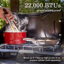 Load image into Gallery viewer, Triton+ Portable 2-Burner Camping Stove with Push-Button Ignition – 22,000 BTUs