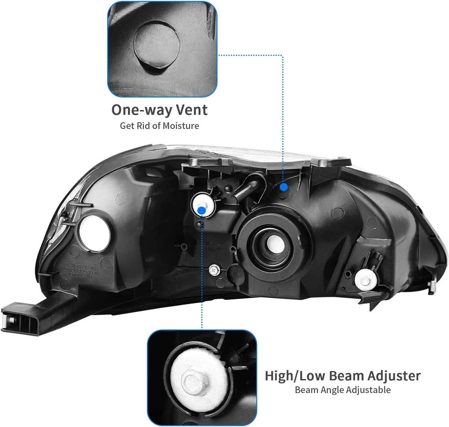 Premium Clear Lens Headlights for 1996-1998 Civic - Weather-Sealed Protection